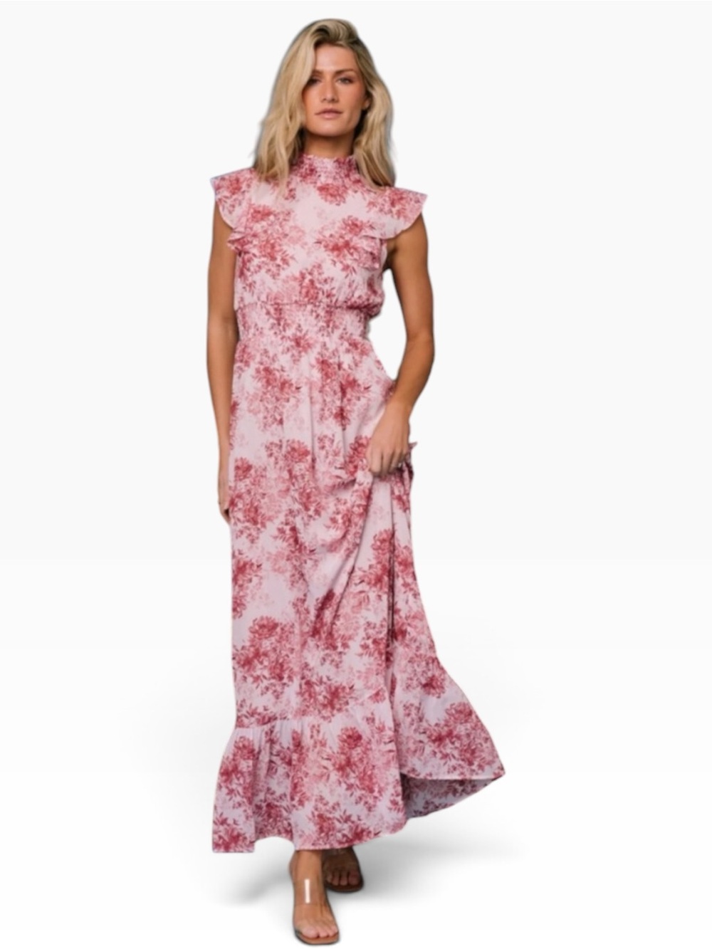 Baltic Born Luciana Maxi Dress in Pink Floral, size Large.